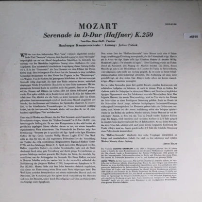 Hamburger Kammerorchester • Leitung: Julius Patzak: Mozart Serenade In D-Dur (Haffner) K.250 – Bild 2