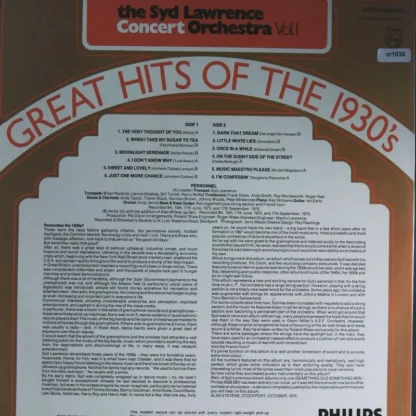 The Sid Lawrence Concert Orchestra: Great Hits Of The 1930'S Vol. 1 – Bild 2