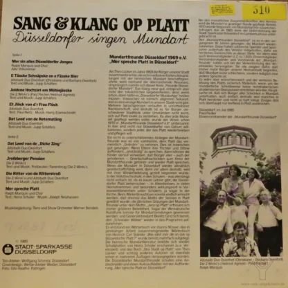 Various: Sang Und Klang Op Platt - Düsseldorfer Singen Mundart – Bild 2