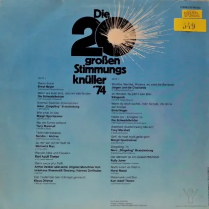 Various: Die 20 Großen Stimmungsknüller '74 – Bild 2