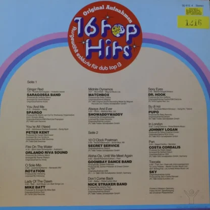 Various: 16 Top Hits (Club Top 13) September / Oktober '80 – Bild 2